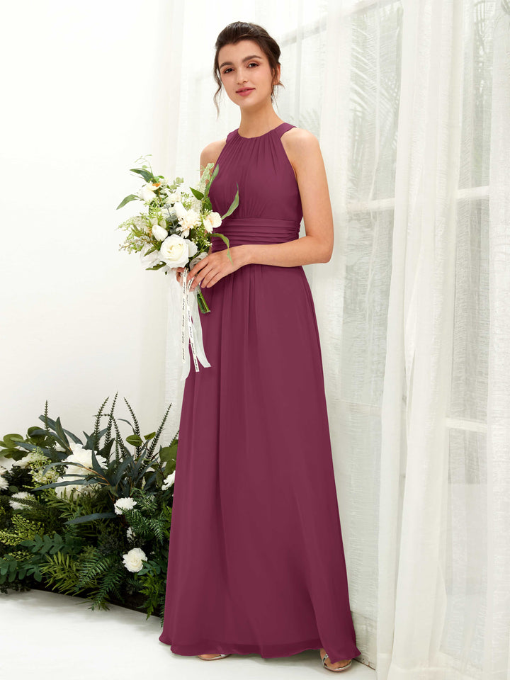Carlyna Robe trapèze col rond longueur ras du sol froncé demoiselle d&