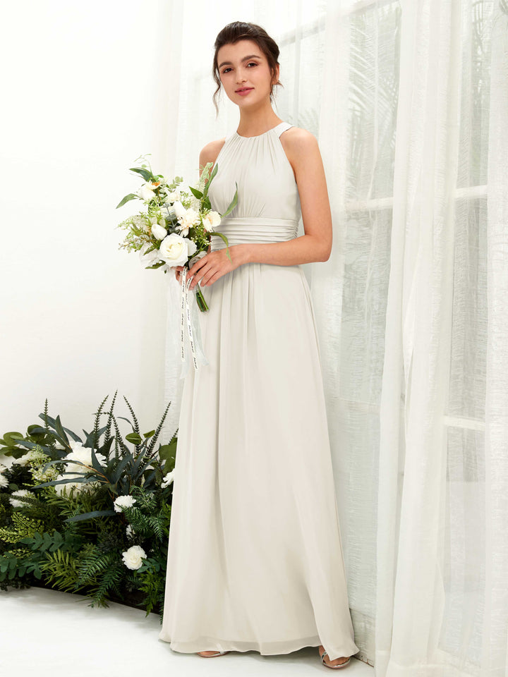 Carlyna Robe trapèze col rond longueur ras du sol froncé demoiselle d&