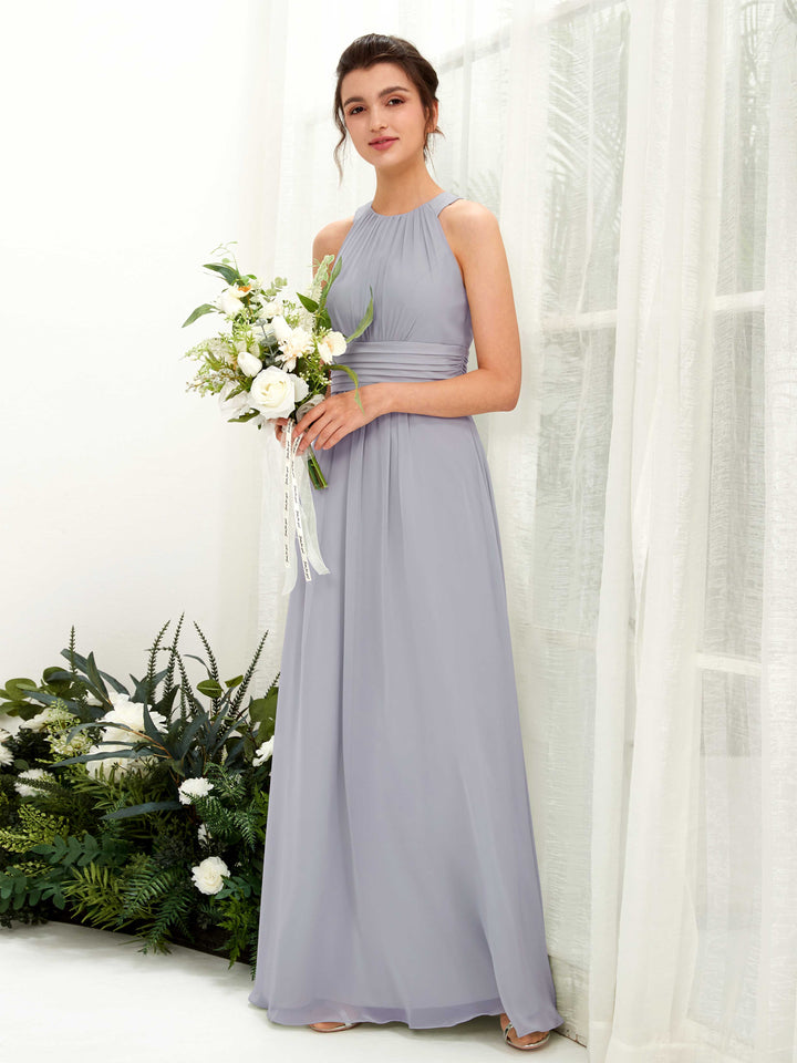 Carlyna Robe trapèze col rond longueur ras du sol froncé demoiselle d&