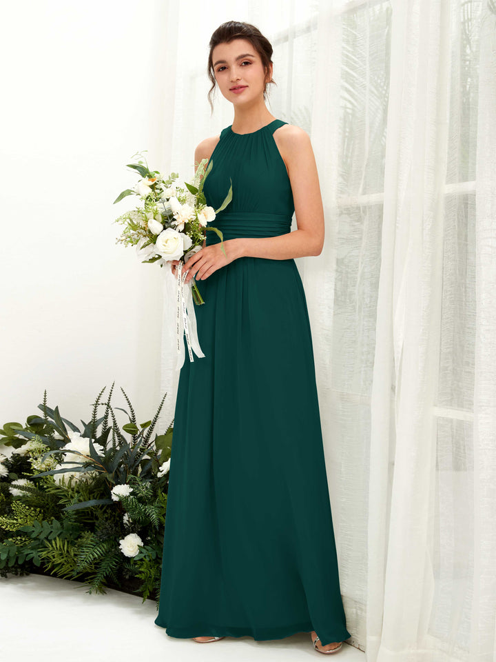 Carlyna Robe trapèze col rond longueur ras du sol froncé demoiselle d&