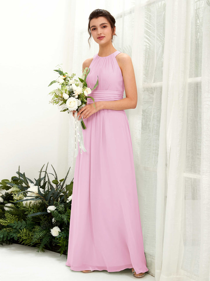 Carlyna Robe trapèze col rond longueur ras du sol froncé demoiselle d&