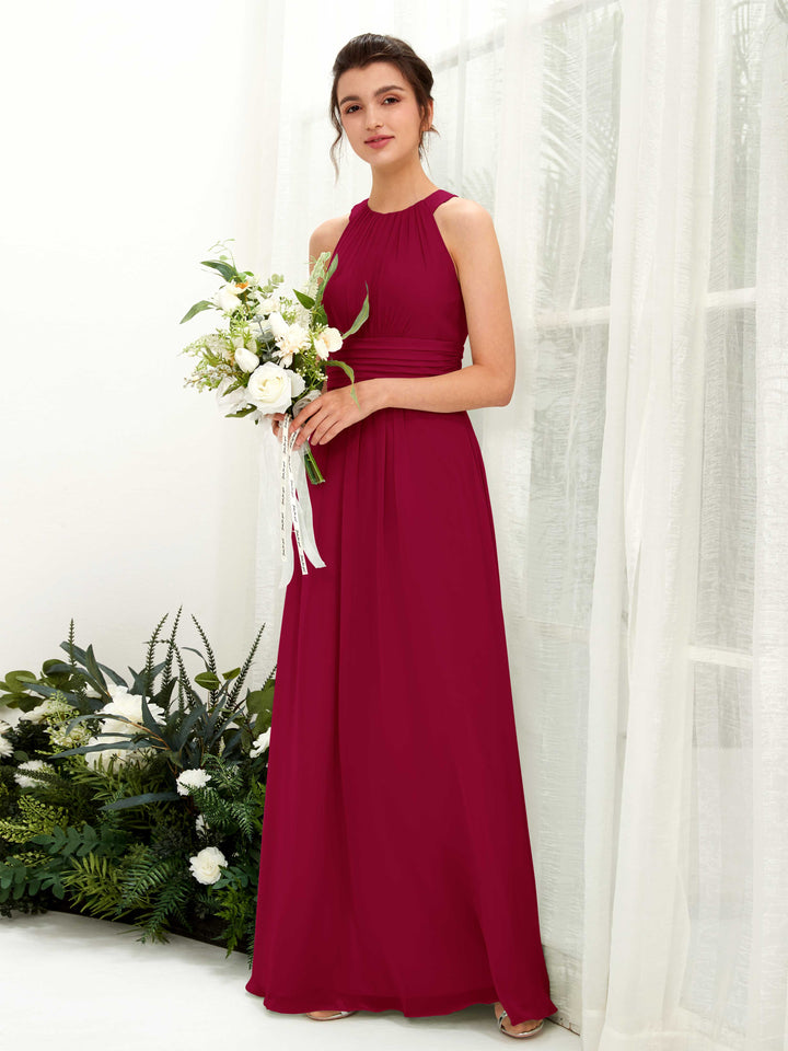 Carlyna Robe trapèze col rond longueur ras du sol froncé demoiselle d&