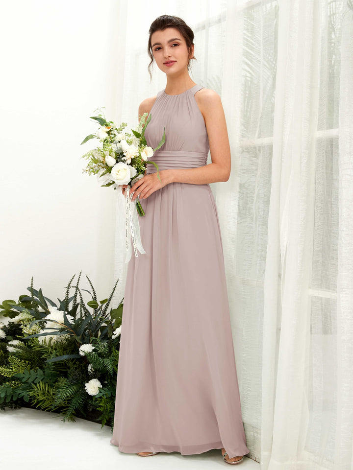 Carlyna Robe trapèze col rond longueur ras du sol froncé demoiselle d&