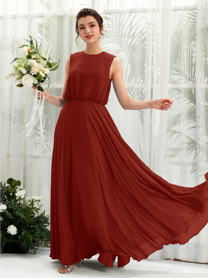 Carlyna Robe trapèze col rond longueur ras du sol mousseline demoiselle d&