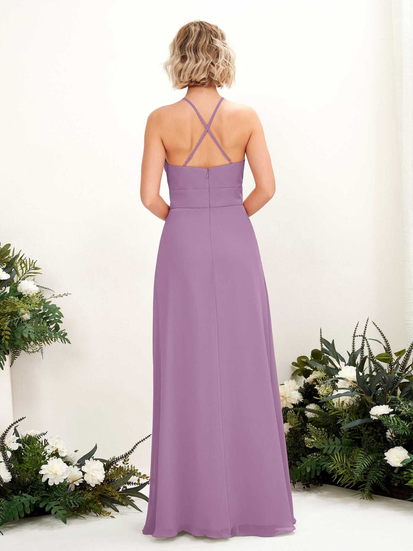 Carlyna Robe Trapèze Col Rond Longueur Ras du Sol Poches Demoiselle d'Honneur Brume Orchidée #couleur_brume-orchid-e