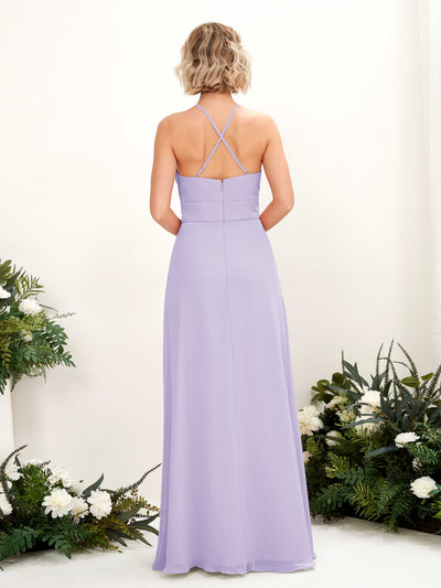 Carlyna Robe Trapèze Col Rond Longueur Ras du Sol Poches Demoiselle d'Honneur Lilas #couleur_lilas