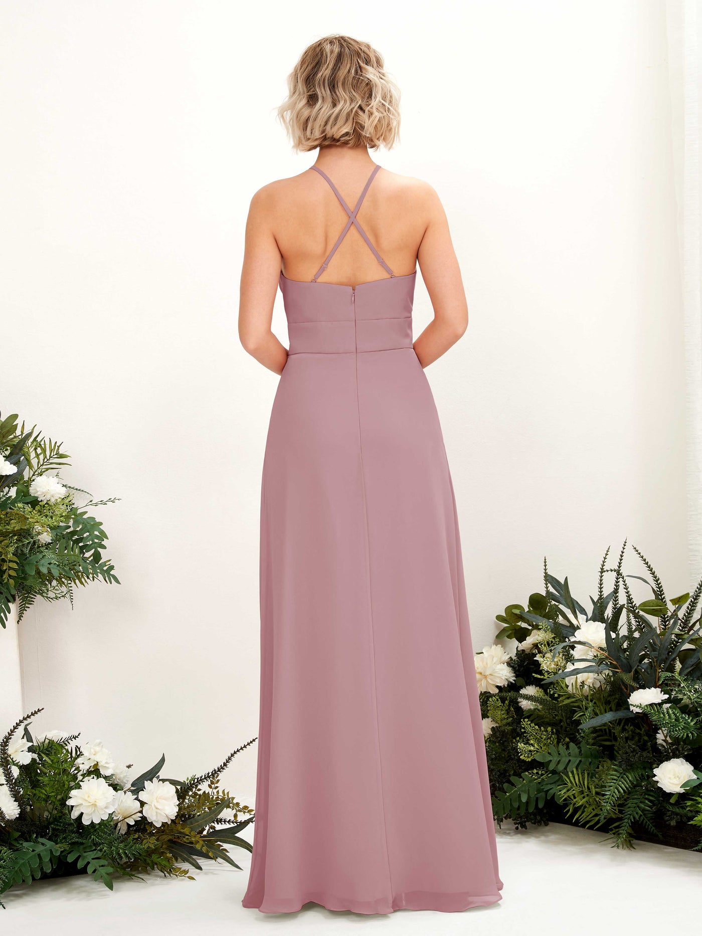 Carlyna Robe Trapèze Col Rond Longueur Ras du Sol Poches Demoiselle d'Honneur Mauve Vintage #couleur_mauve-vintage