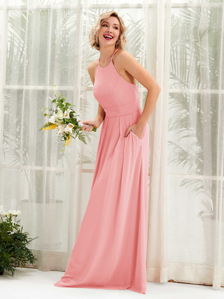 Carlyna Robe Trapèze Col Rond Longueur Ras du Sol Poches Demoiselle d&