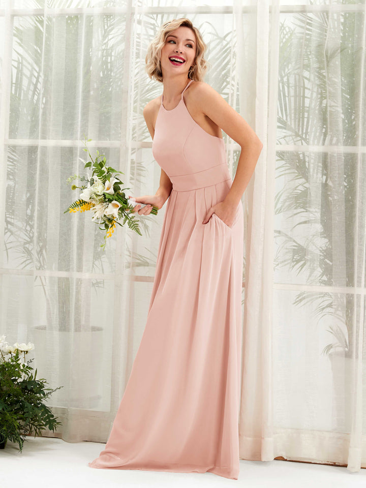 Carlyna Robe Trapèze Col Rond Longueur Ras du Sol Poches Demoiselle d&