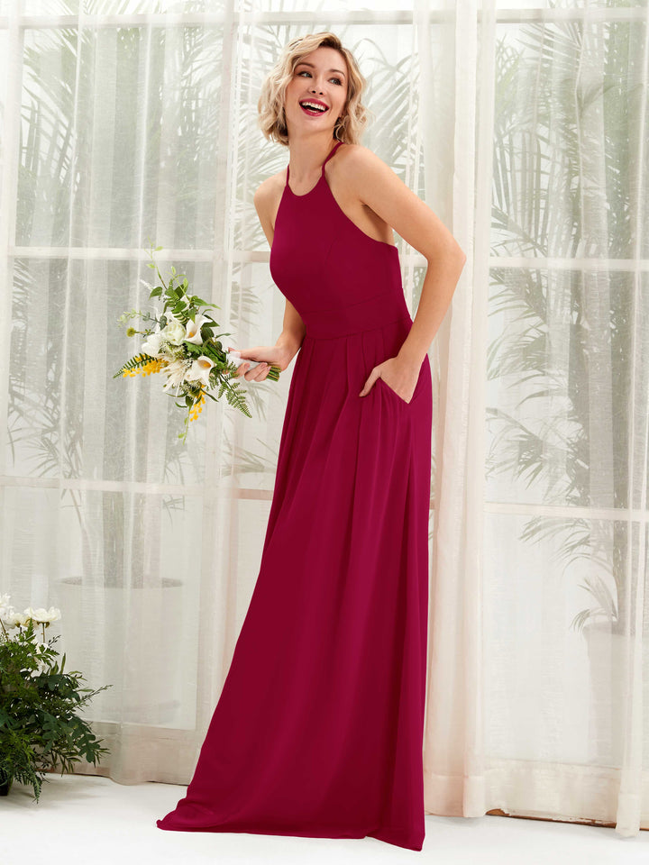 Carlyna Robe Trapèze Col Rond Longueur Ras du Sol Poches Demoiselle d&