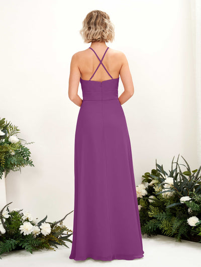 Carlyna Robe Trapèze Col Rond Longueur Ras du Sol Poches Demoiselle d'Honneur Violet #couleur_violet