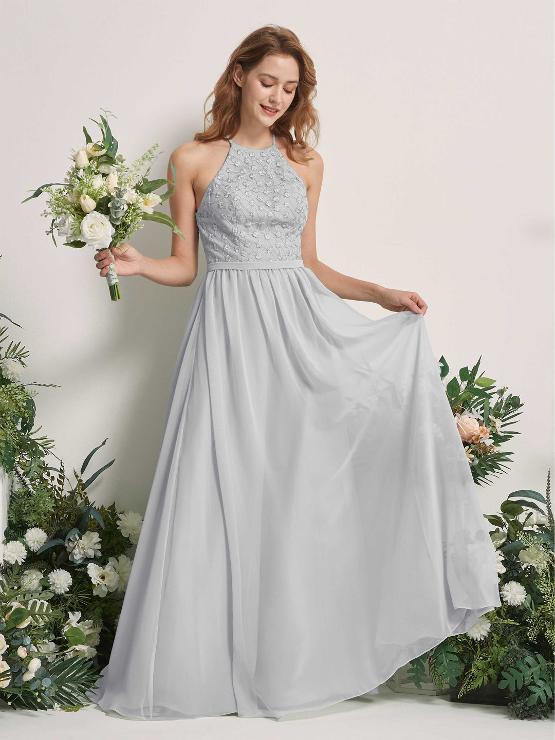 Carlyna Robe trapèze col rond longueur ras du sol robes de demoiselle d&