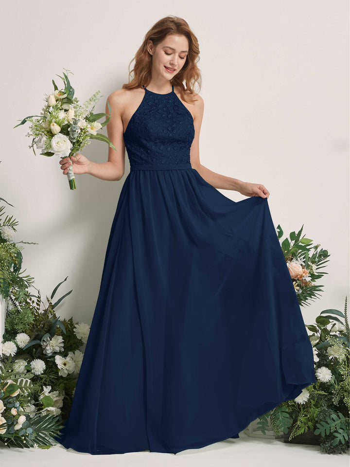 Carlyna Robe trapèze col rond longueur ras du sol robes de demoiselle d&