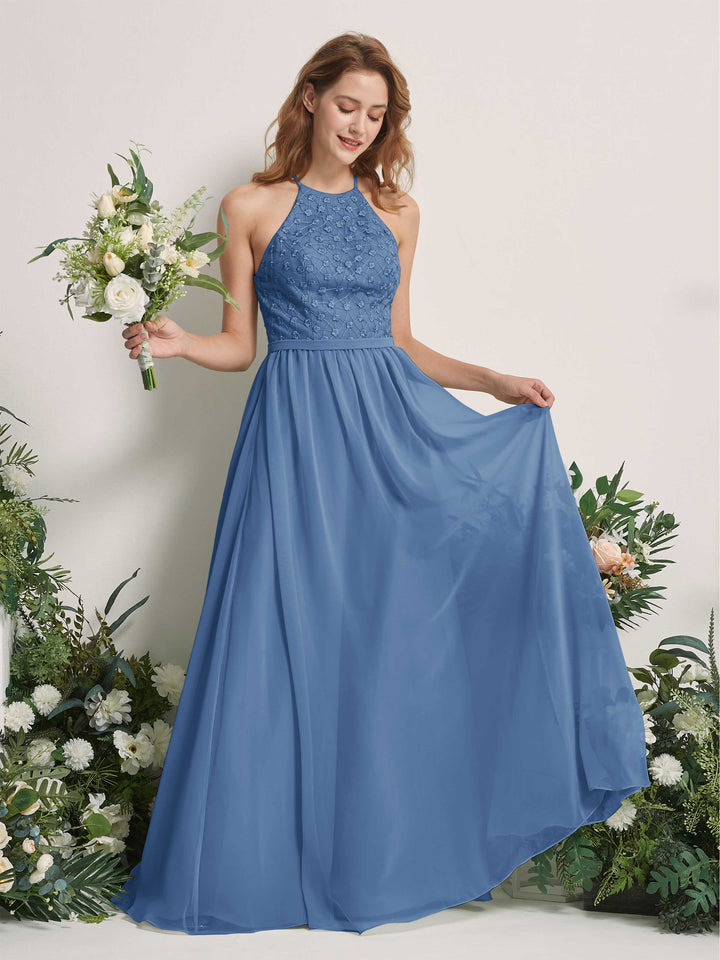Carlyna Robe trapèze col rond longueur ras du sol robes de demoiselle d&