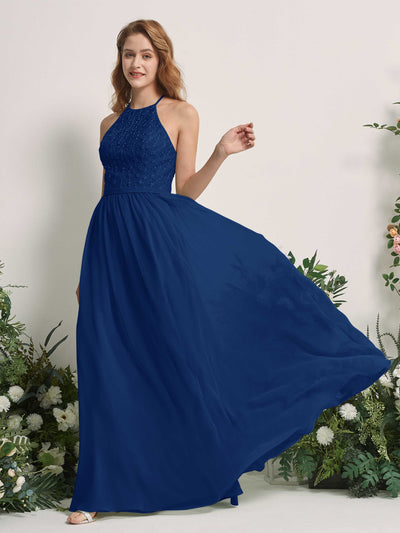 Carlyna Robe trapèze col rond longueur ras du sol robes de demoiselle d'honneur Bleu Roi #couleur_bleu-roi