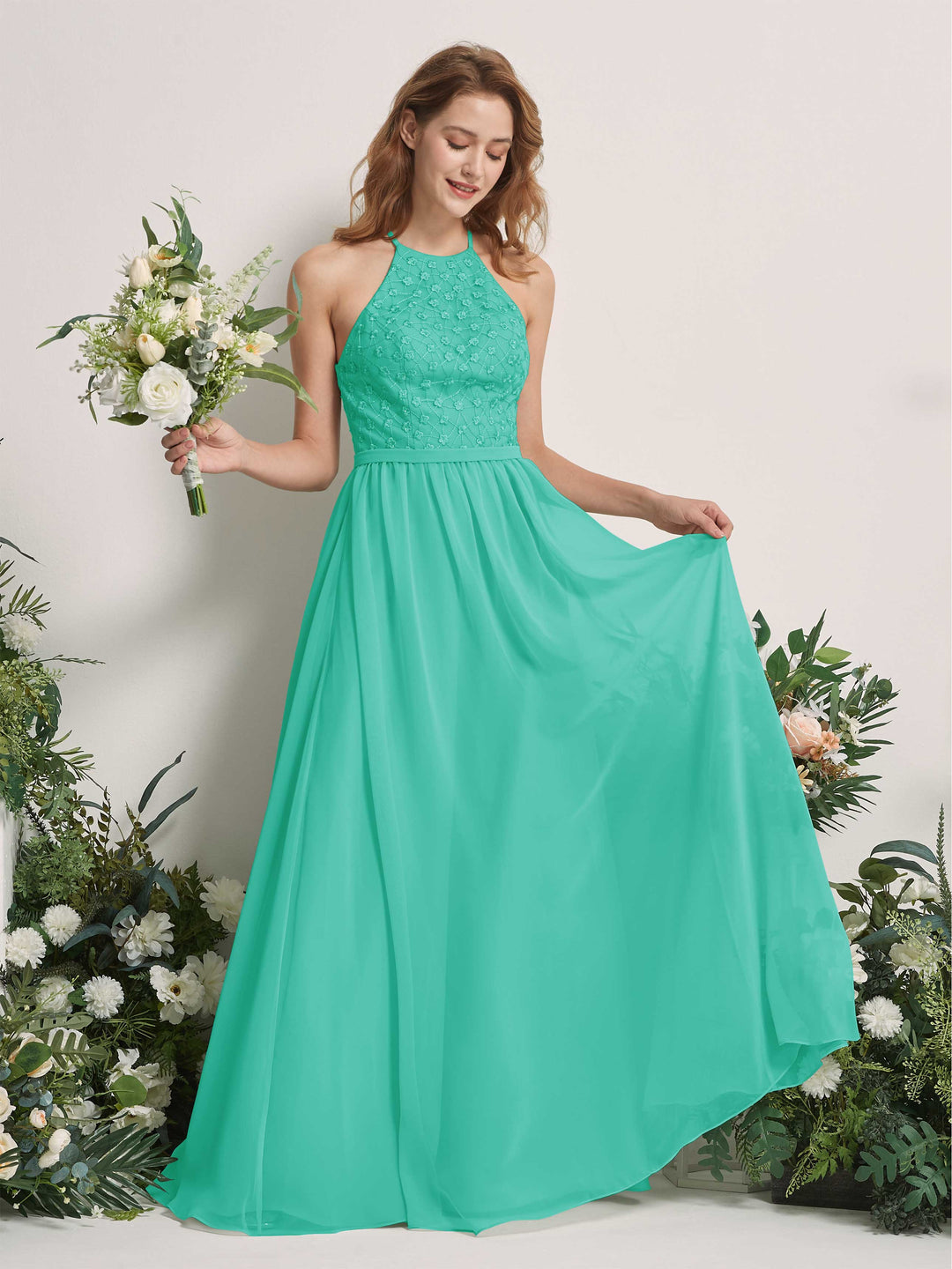 Carlyna Robe trapèze col rond longueur ras du sol robes de demoiselle d&