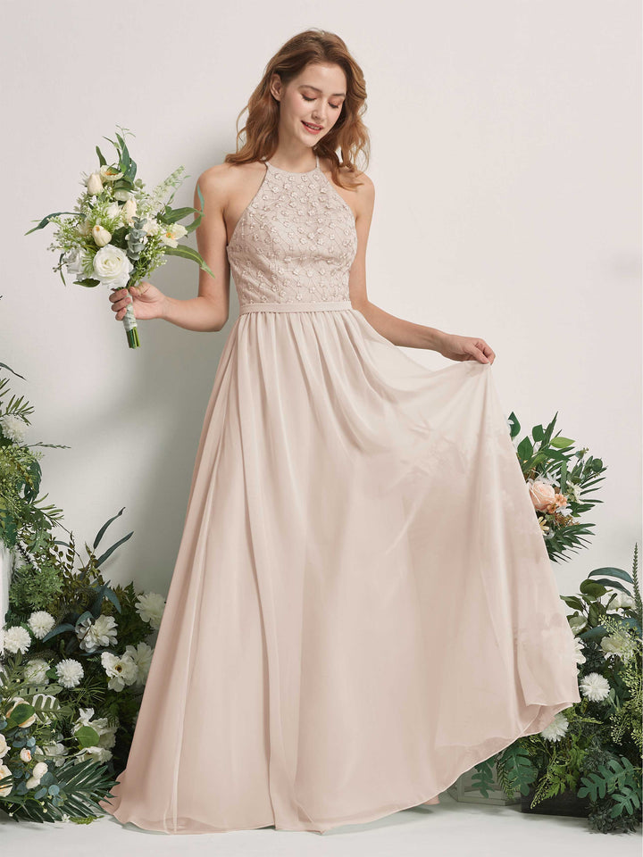 Carlyna Robe trapèze col rond longueur ras du sol robes de demoiselle d&
