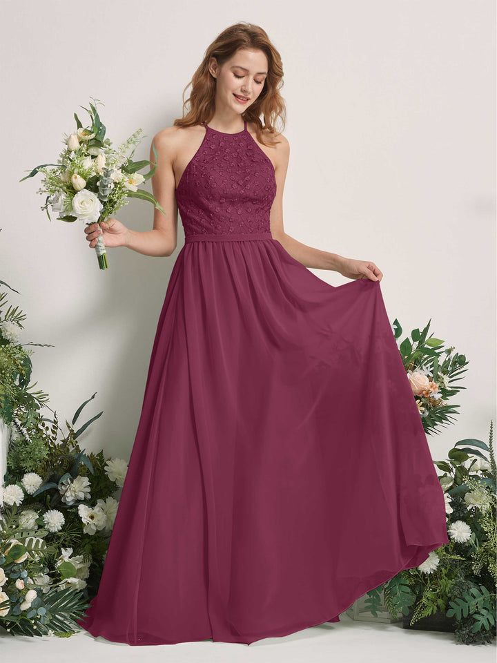 Carlyna Robe trapèze col rond longueur ras du sol robes de demoiselle d&