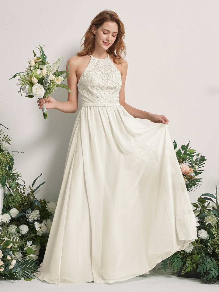 Carlyna Robe trapèze col rond longueur ras du sol robes de demoiselle d&