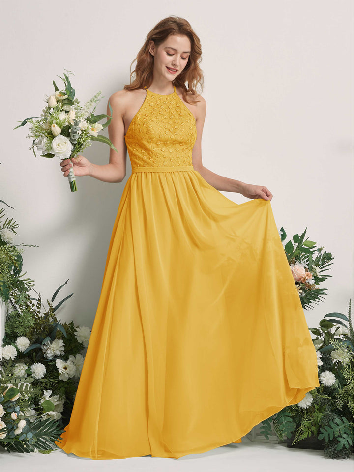 Carlyna Robe trapèze col rond longueur ras du sol robes de demoiselle d&