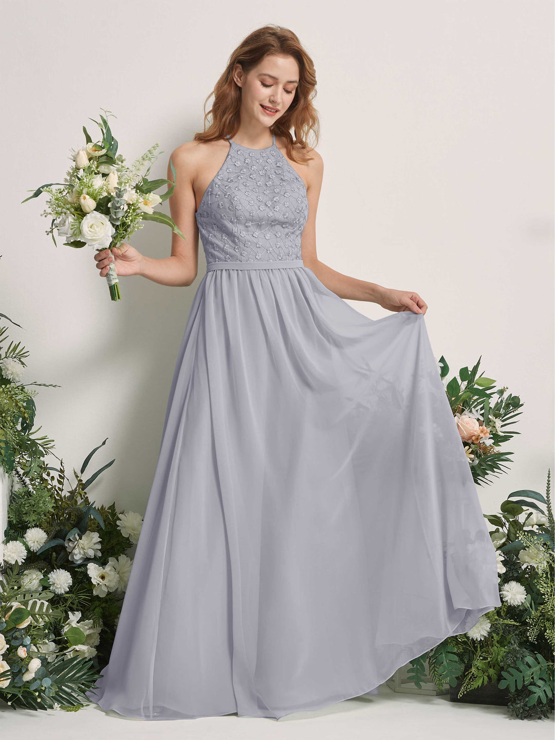 Carlyna Robe trapèze col rond longueur ras du sol robes de demoiselle d&