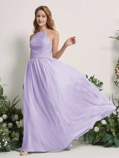Carlyna Robe trapèze col rond longueur ras du sol robes de demoiselle d'honneur Lilas #couleur_lilas