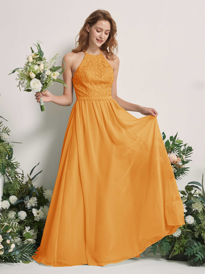 Carlyna Robe trapèze col rond longueur ras du sol robes de demoiselle d&