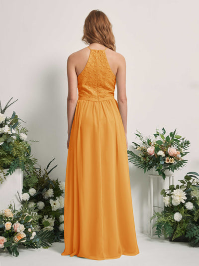 Carlyna Robe trapèze col rond longueur ras du sol robes de demoiselle d'honneur Mangue #couleur_mangue