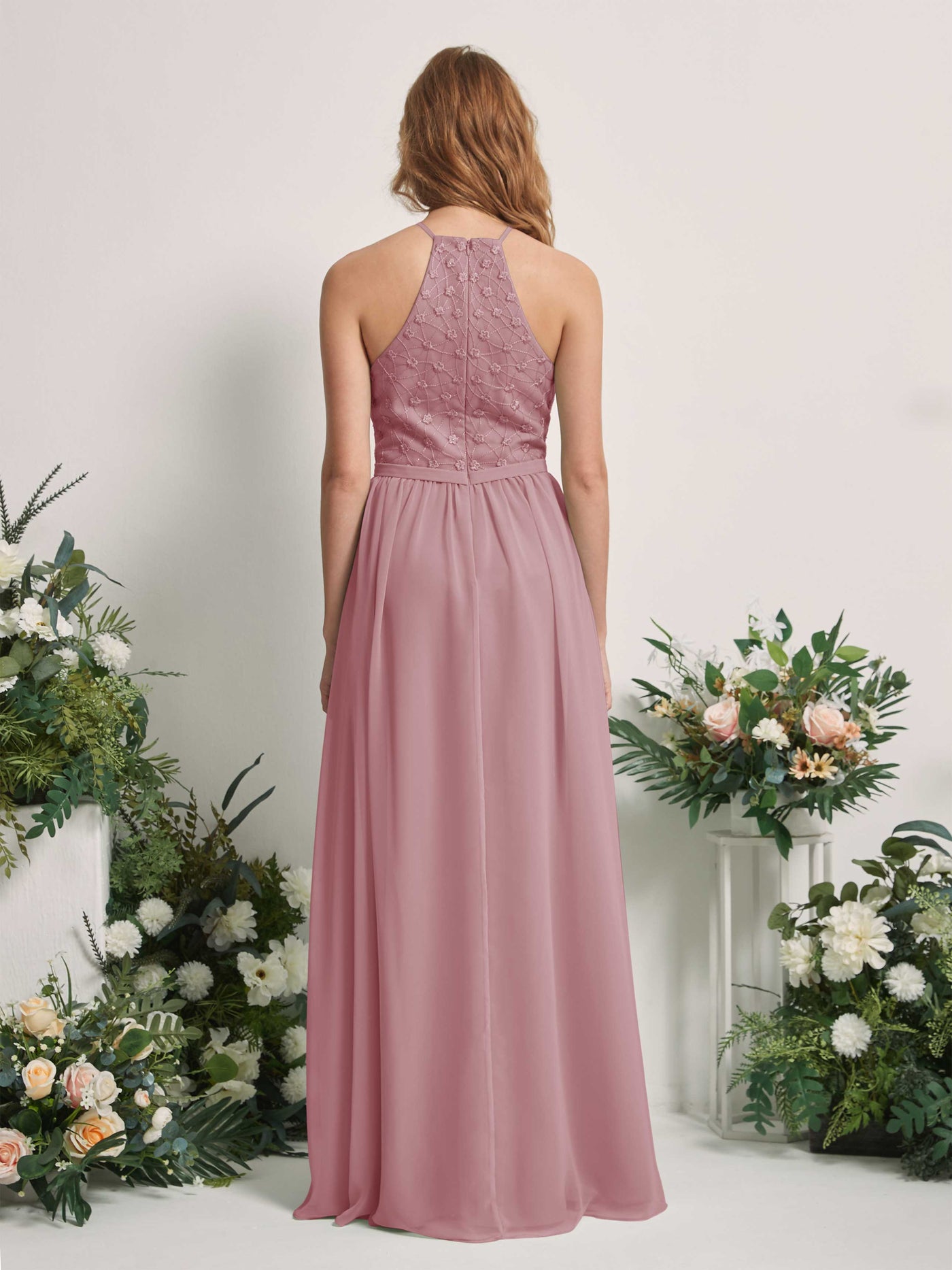 Carlyna Robe trapèze col rond longueur ras du sol robes de demoiselle d'honneur Mauve Vintage #couleur_mauve-vintage