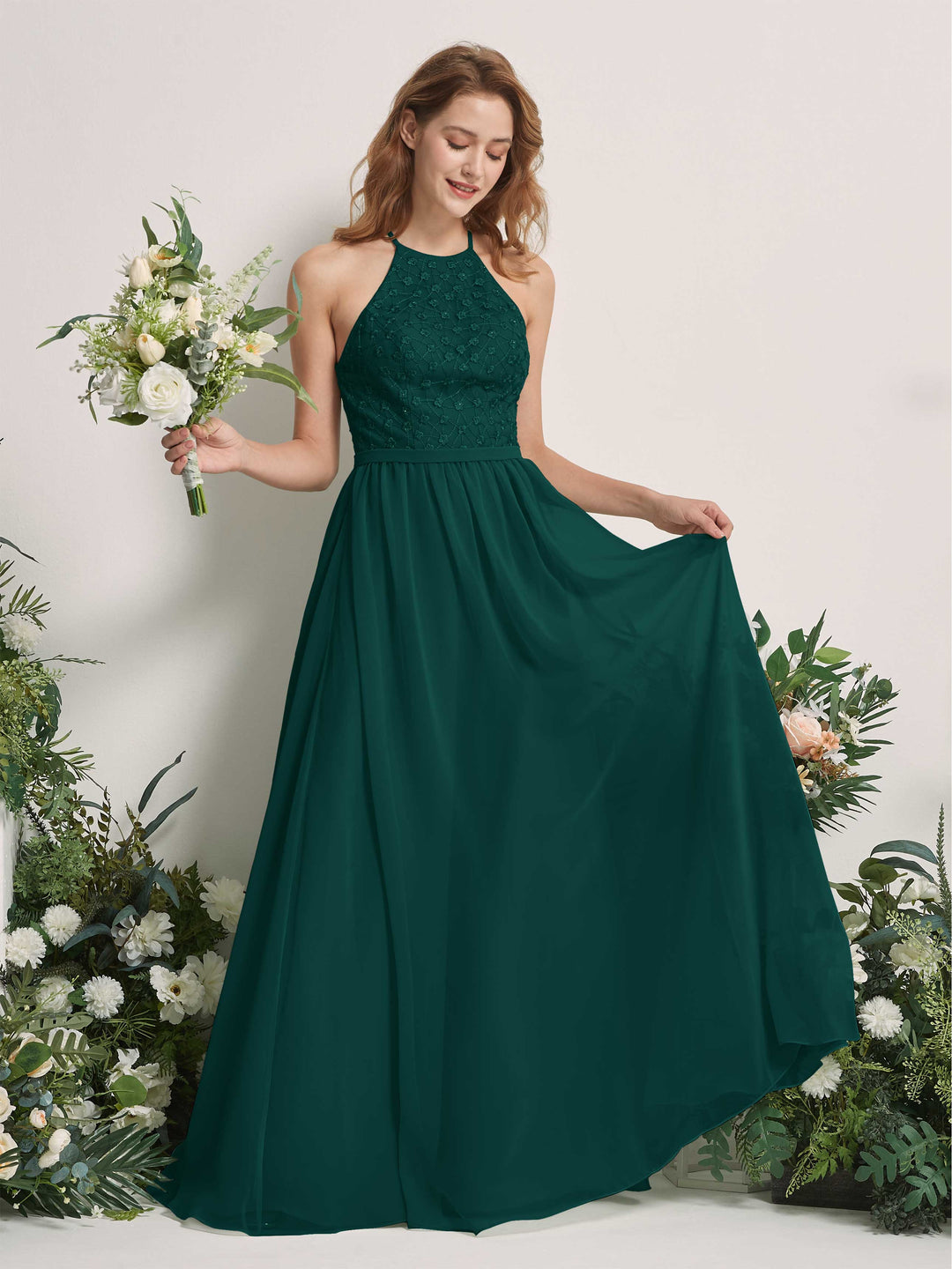 Carlyna Robe trapèze col rond longueur ras du sol robes de demoiselle d&