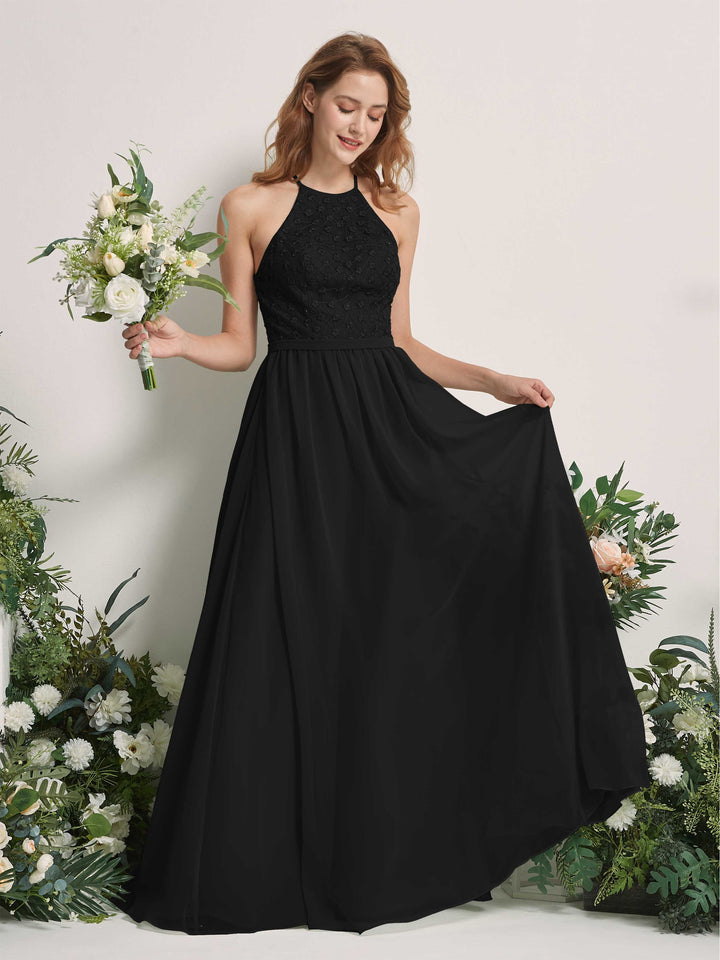 Carlyna Robe trapèze col rond longueur ras du sol robes de demoiselle d&