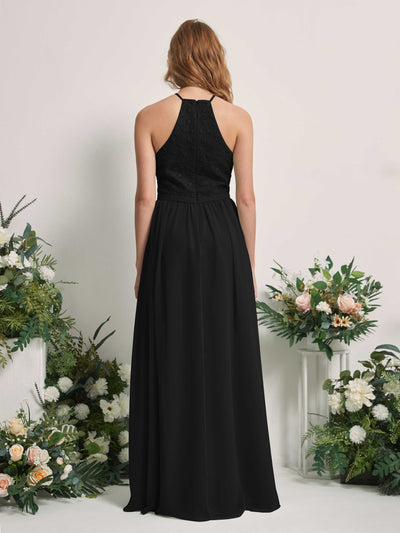 Carlyna Robe trapèze col rond longueur ras du sol robes de demoiselle d'honneur Noir #couleur_noir
