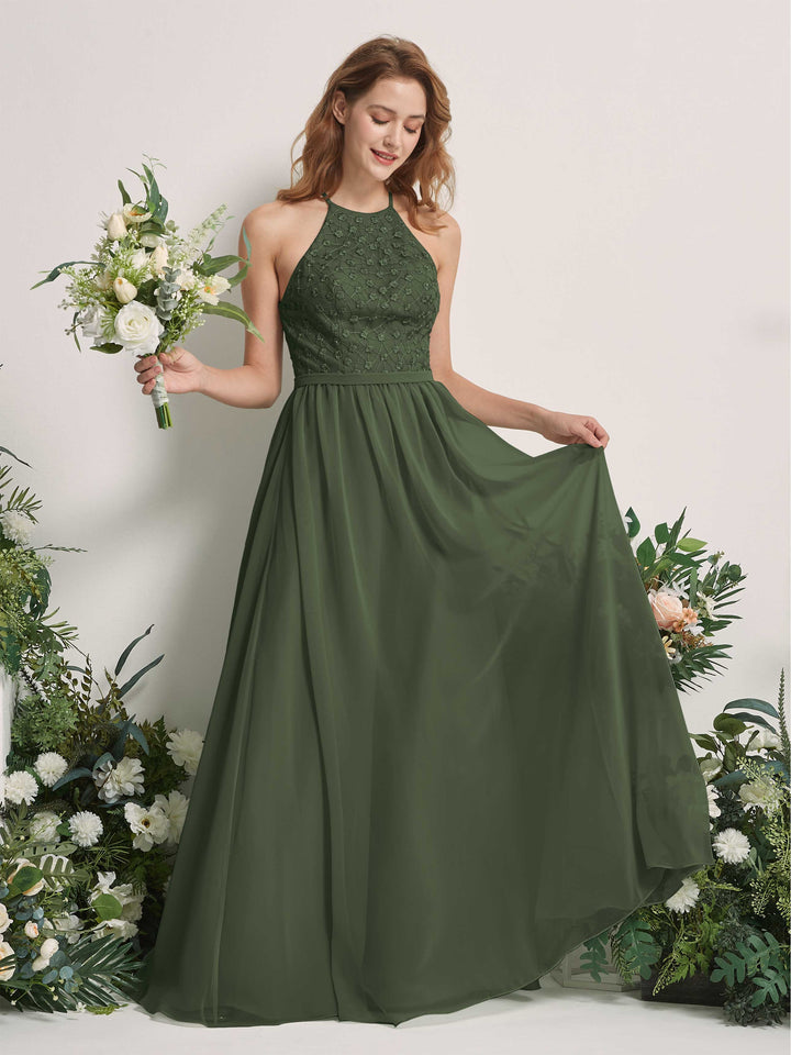 Carlyna Robe trapèze col rond longueur ras du sol robes de demoiselle d&