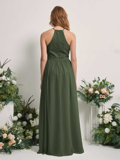 Carlyna Robe trapèze col rond longueur ras du sol robes de demoiselle d'honneur Olive Martini #couleur_olive-martini