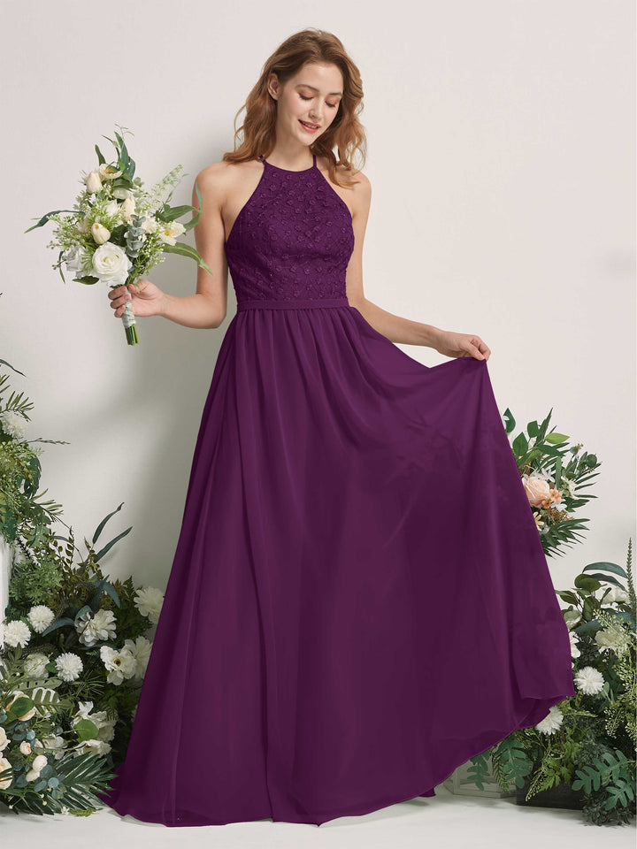 Carlyna Robe trapèze col rond longueur ras du sol robes de demoiselle d&