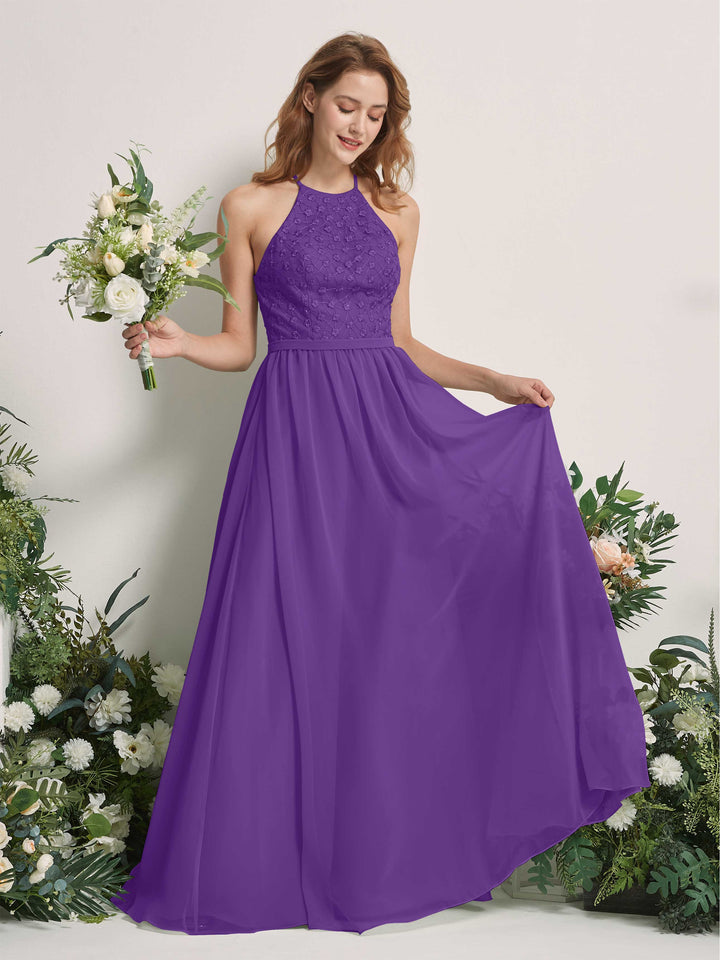 Carlyna Robe trapèze col rond longueur ras du sol robes de demoiselle d&