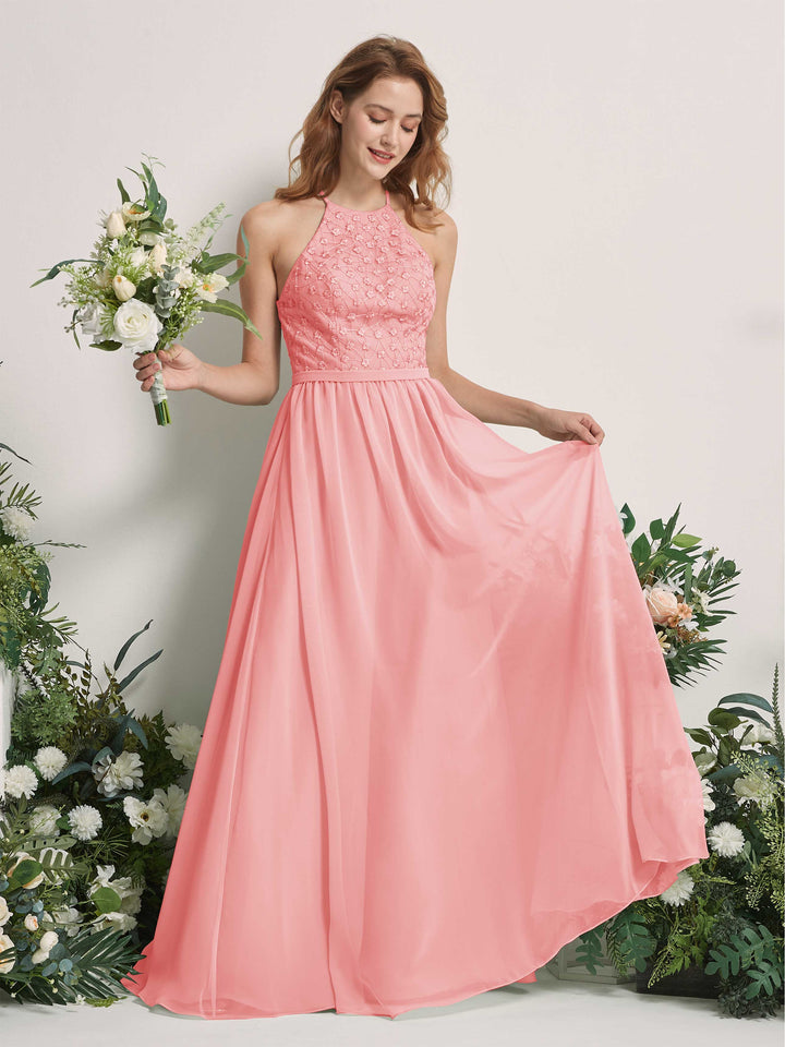 Carlyna Robe trapèze col rond longueur ras du sol robes de demoiselle d&