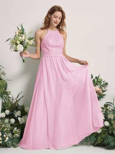 Carlyna Robe trapèze col rond longueur ras du sol robes de demoiselle d'honneur Rose Bonbon #couleur_rose-bonbon