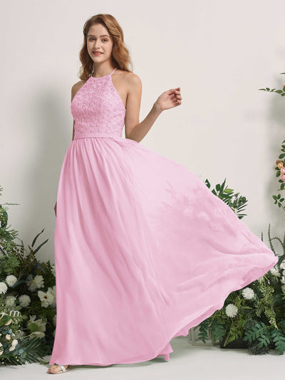 Carlyna Robe trapèze col rond longueur ras du sol robes de demoiselle d'honneur Rose Bonbon #couleur_rose-bonbon