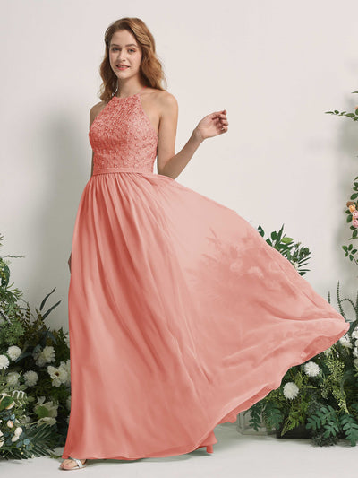 Carlyna Robe trapèze col rond longueur ras du sol robes de demoiselle d'honneur Rose Champagne #couleur_rose-champagne