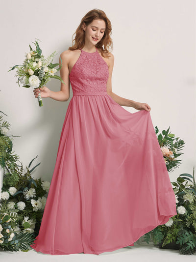 Carlyna Robe trapèze col rond longueur ras du sol robes de demoiselle d'honneur Rose Du Désert #couleur_rose-du-d-sert