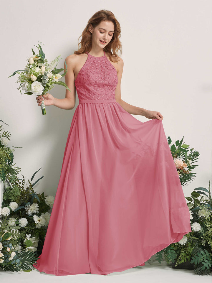 Carlyna Robe trapèze col rond longueur ras du sol robes de demoiselle d&