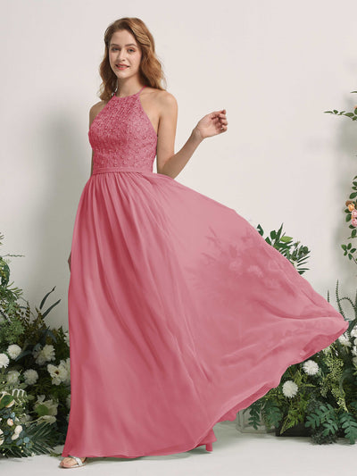 Carlyna Robe trapèze col rond longueur ras du sol robes de demoiselle d'honneur Rose Du Désert #couleur_rose-du-d-sert