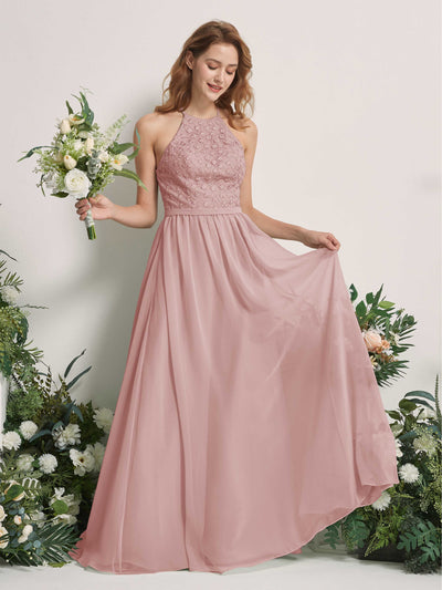 Carlyna Robe trapèze col rond longueur ras du sol robes de demoiselle d'honneur Rose Poussiéreux #couleur_rose-poussi-reux