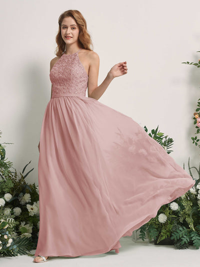 Carlyna Robe trapèze col rond longueur ras du sol robes de demoiselle d'honneur Rose Poussiéreux #couleur_rose-poussi-reux
