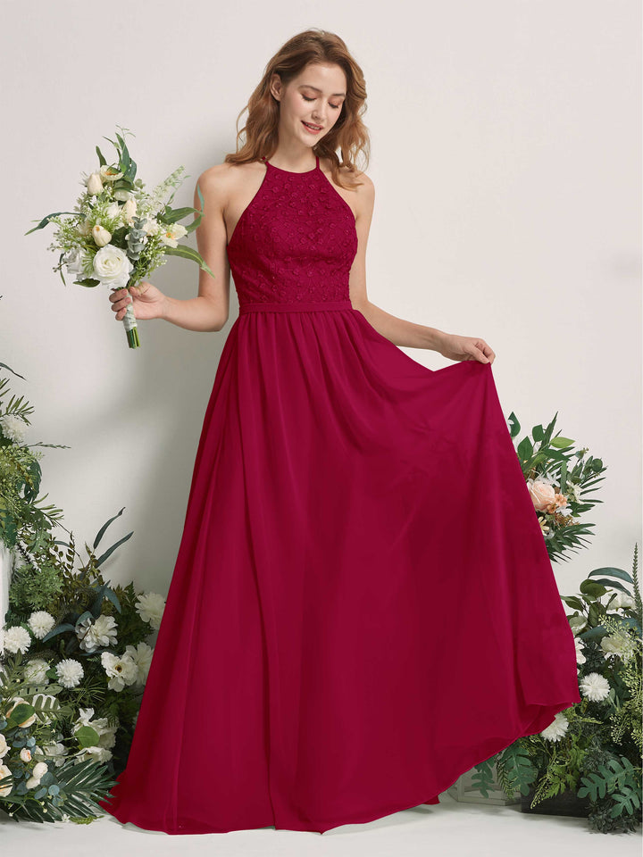 Carlyna Robe trapèze col rond longueur ras du sol robes de demoiselle d&