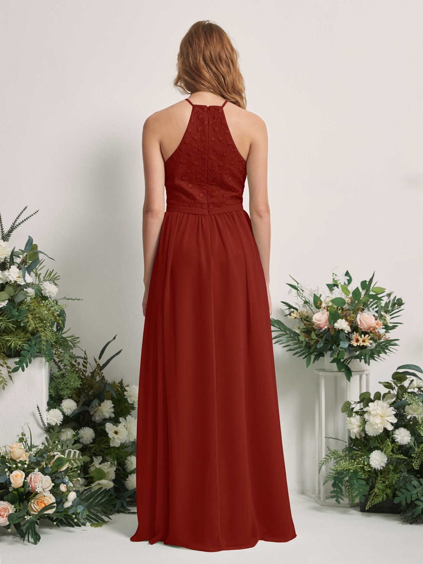 Carlyna Robe trapèze col rond longueur ras du sol robes de demoiselle d'honneur Rouille #couleur_rouille