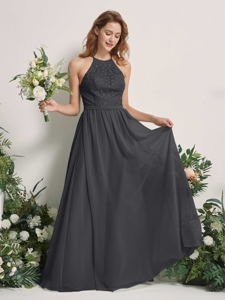 Carlyna Robe trapèze col rond longueur ras du sol robes de demoiselle d&