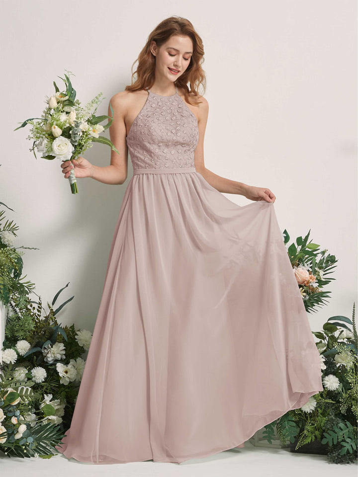 Carlyna Robe trapèze col rond longueur ras du sol robes de demoiselle d&