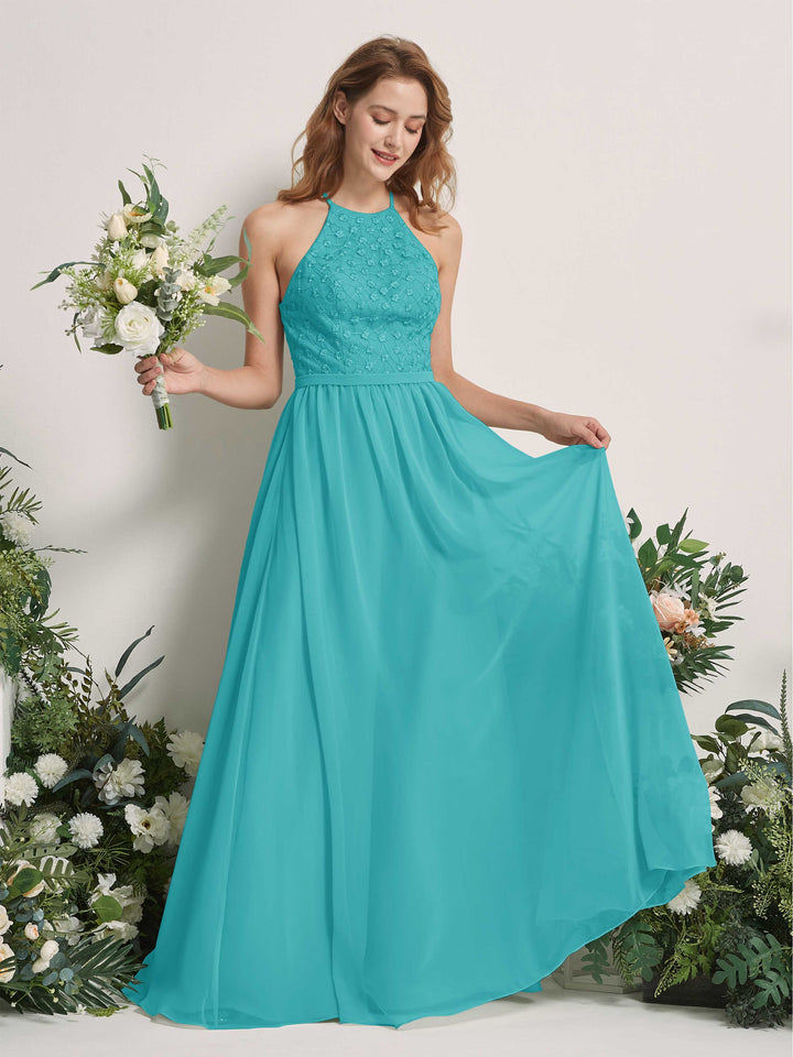 Carlyna Robe trapèze col rond longueur ras du sol robes de demoiselle d&